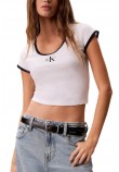 CALVIN KLEIN JEANS MONOLOGO SCOOP NK BABY T-SHIRT ΜΠΛΟΥΖΑ ΓΥΝΑΙΚΕΙΑ OFF WHITE