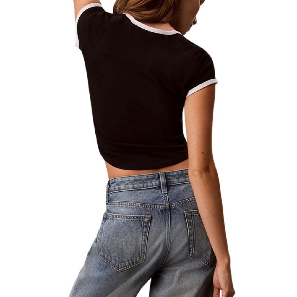 CALVIN KLEIN JEANS MONOLOGO SCOOP NK BABY T-SHIRT ΜΠΛΟΥΖΑ ΓΥΝΑΙΚΕΙΑ BLACK