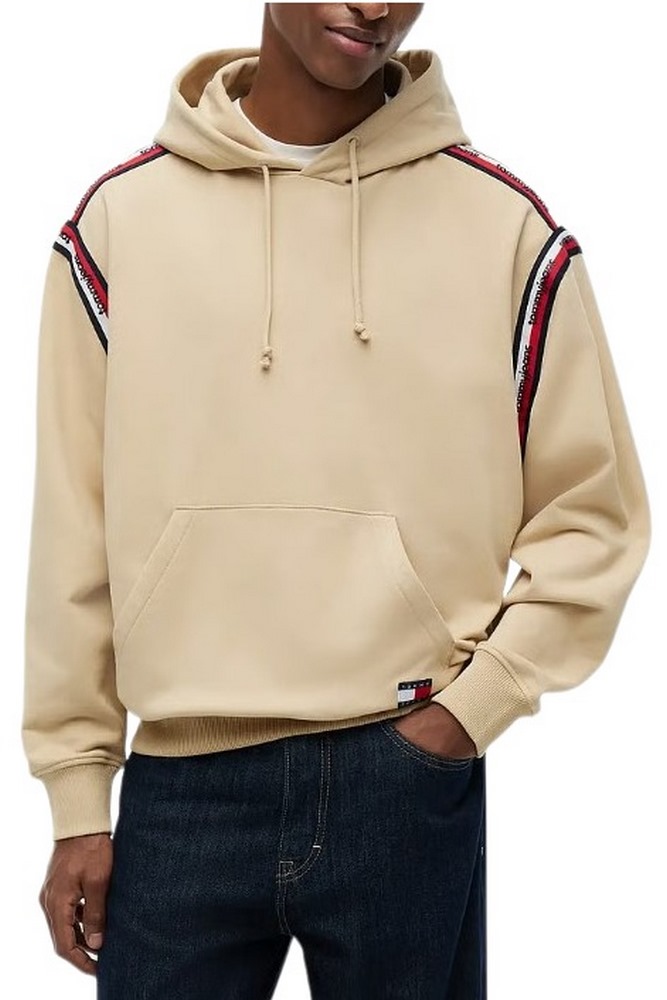 TOMMY JEANS RLX TAPE HOODIE ΦΟΥΤΕΡ ΜΠΛΟΥΖΑ ΑΝΔΡΙΚΗ BEIGE