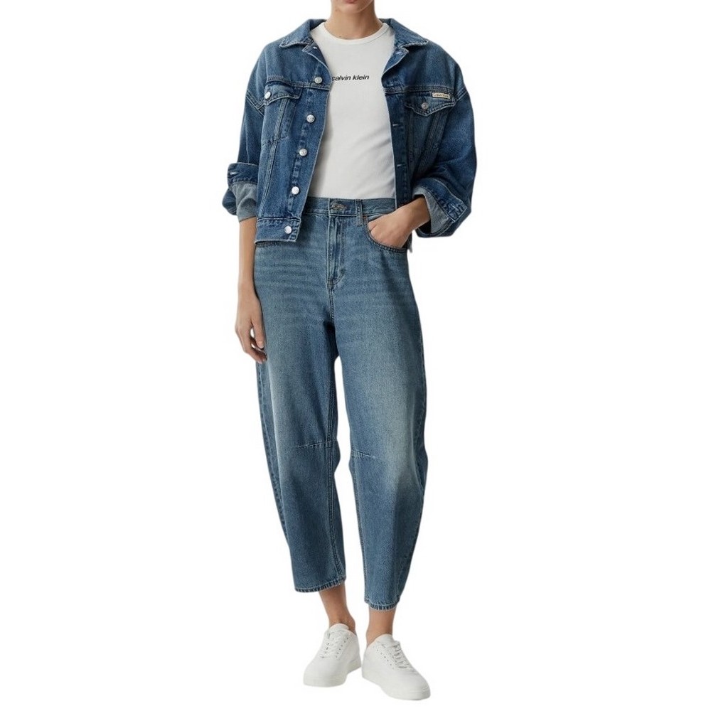 CALVIN KLEIN JEANS CROPPED BARREL JEAN TINTED AIRWA ΠΑΝΤΕΛΟΝΙ ΓΥΝΑΙΚΕΙΟ BLUΕ DENIM