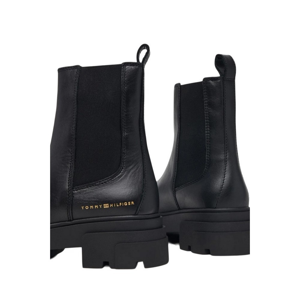 TOMMY HILFIGER LEATHER CHUNKY CHELSEA BOOT ΠΑΠΟΥΤΣΙ ΓΥΝΑΙΚΕΙΟ BLACK