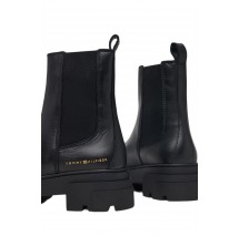TOMMY HILFIGER LEATHER CHUNKY CHELSEA BOOT ΠΑΠΟΥΤΣΙ ΓΥΝΑΙΚΕΙΟ BLACK