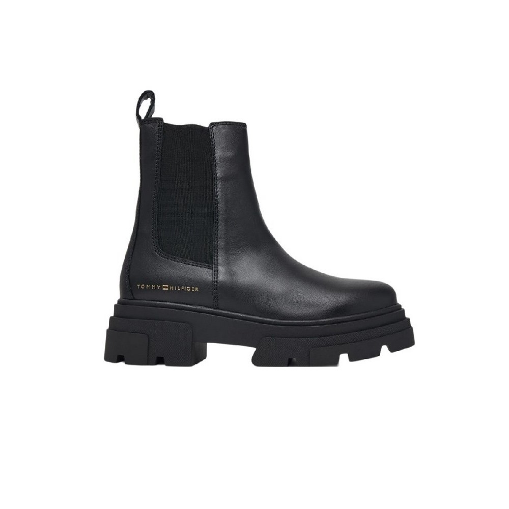 TOMMY HILFIGER LEATHER CHUNKY CHELSEA BOOT ΠΑΠΟΥΤΣΙ ΓΥΝΑΙΚΕΙΟ BLACK