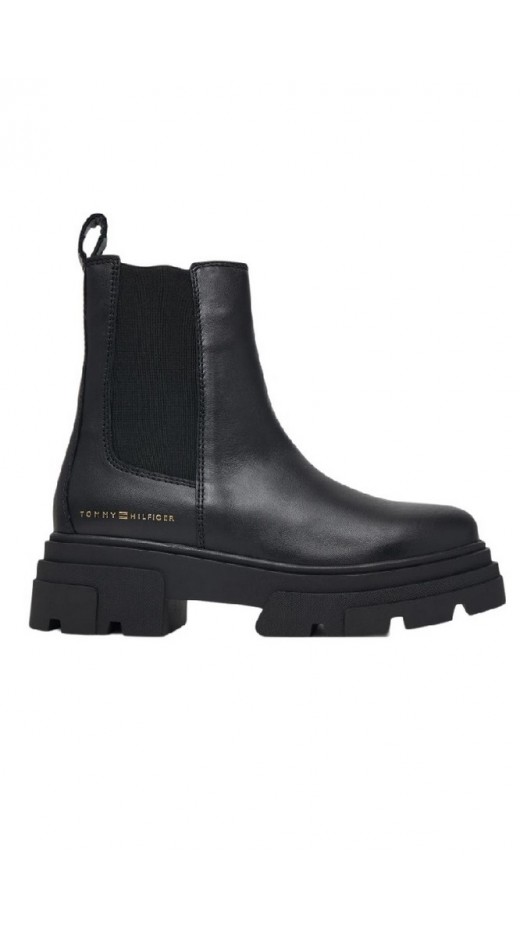 TOMMY HILFIGER LEATHER CHUNKY CHELSEA BOOT ΠΑΠΟΥΤΣΙ ΓΥΝΑΙΚΕΙΟ BLACK