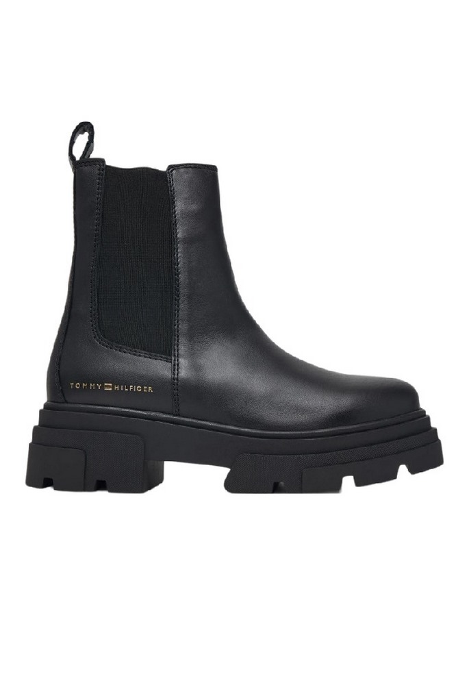 TOMMY HILFIGER LEATHER CHUNKY CHELSEA BOOT ΠΑΠΟΥΤΣΙ ΓΥΝΑΙΚΕΙΟ BLACK