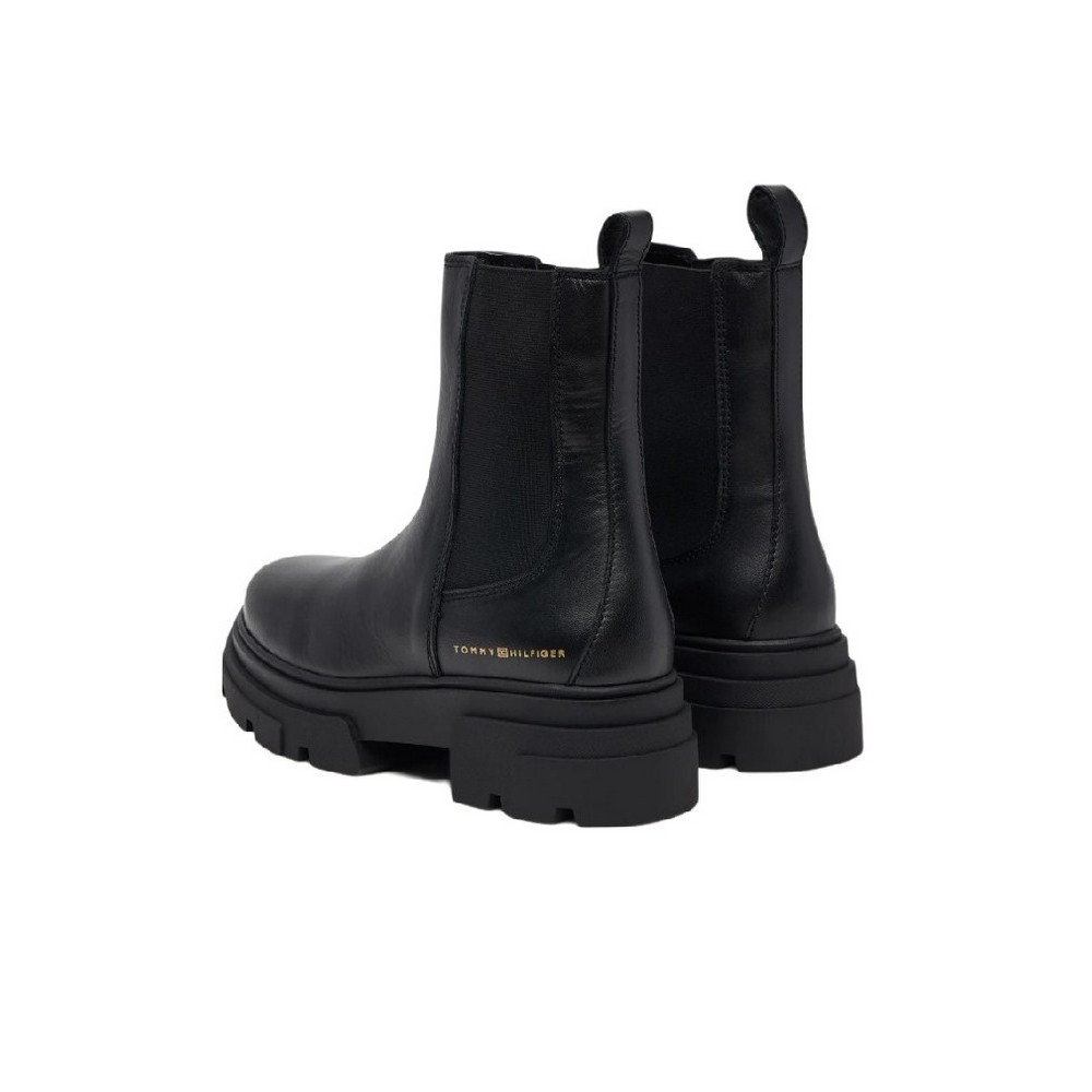 TOMMY HILFIGER LEATHER CHUNKY CHELSEA BOOT ΠΑΠΟΥΤΣΙ ΓΥΝΑΙΚΕΙΟ BLACK
