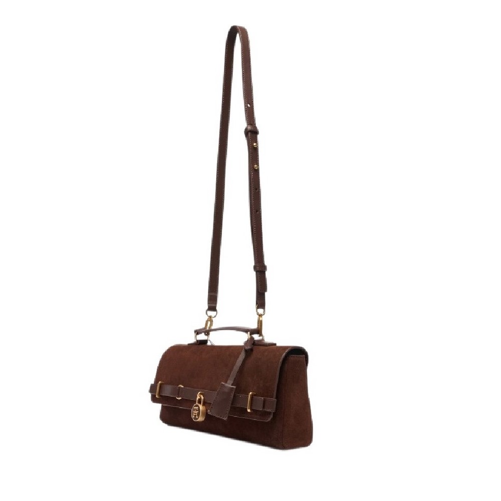 TOMMY HILFIGER AMERICAN ICON CLUTCH SUEDE ΤΣΑΝΤΑ ΓΥΝΑΙΚΕΙΑ BROWN