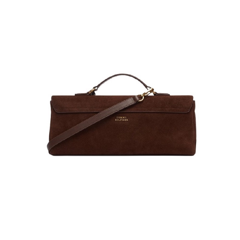 TOMMY HILFIGER AMERICAN ICON CLUTCH SUEDE ΤΣΑΝΤΑ ΓΥΝΑΙΚΕΙΑ BROWN
