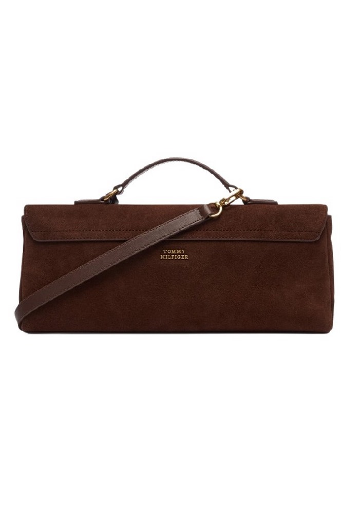 TOMMY HILFIGER AMERICAN ICON CLUTCH SUEDE ΤΣΑΝΤΑ ΓΥΝΑΙΚΕΙΑ BROWN