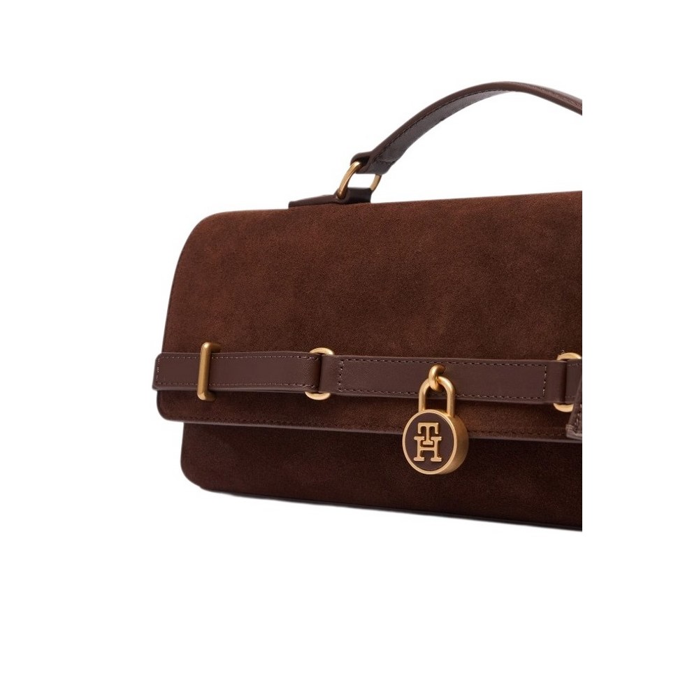 TOMMY HILFIGER AMERICAN ICON CLUTCH SUEDE ΤΣΑΝΤΑ ΓΥΝΑΙΚΕΙΑ BROWN