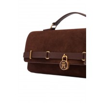 TOMMY HILFIGER AMERICAN ICON CLUTCH SUEDE ΤΣΑΝΤΑ ΓΥΝΑΙΚΕΙΑ BROWN