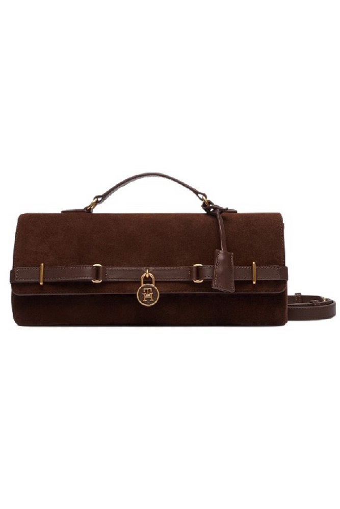 TOMMY HILFIGER AMERICAN ICON CLUTCH SUEDE ΤΣΑΝΤΑ ΓΥΝΑΙΚΕΙΑ BROWN