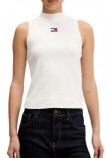TOMMY JEANS SLIM BADGE RIB MOCK TANK ΤΟΠ ΜΠΛΟΥΖΑ ΓΥΝΑΙΚΕΙΑ OFF WHITE
