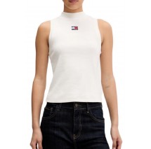 TOMMY JEANS SLIM BADGE RIB MOCK TANK ΤΟΠ ΜΠΛΟΥΖΑ ΓΥΝΑΙΚΕΙΑ OFF WHITE