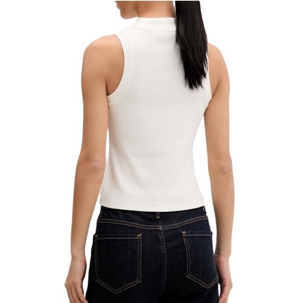 TOMMY JEANS SLIM BADGE RIB MOCK TANK ΤΟΠ ΜΠΛΟΥΖΑ ΓΥΝΑΙΚΕΙΑ OFF WHITE
