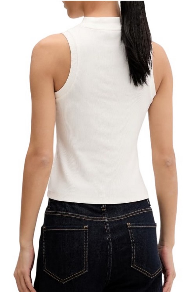 TOMMY JEANS SLIM BADGE RIB MOCK TANK ΤΟΠ ΜΠΛΟΥΖΑ ΓΥΝΑΙΚΕΙΑ OFF WHITE