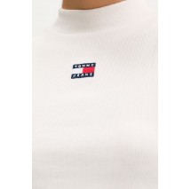 TOMMY JEANS SLIM BADGE RIB MOCK TANK ΤΟΠ ΜΠΛΟΥΖΑ ΓΥΝΑΙΚΕΙΑ OFF WHITE