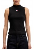 TOMMY JEANS SLIM BADGE RIB MOCK TANK ΤΟΠ ΜΠΛΟΥΖΑ ΓΥΝΑΙΚΕΙΑ BLACK