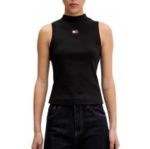 TOMMY JEANS SLIM BADGE RIB MOCK TANK ΤΟΠ ΜΠΛΟΥΖΑ ΓΥΝΑΙΚΕΙΑ BLACK