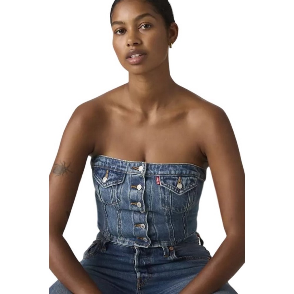 LEVIS® STRETCH DENIM TUBE WORN IN ΤΟΠ ΓΥΝΑΙΚΕΙΟ MED INDIGO