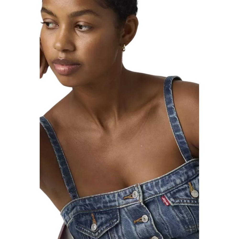LEVIS® STRETCH DENIM TUBE WORN IN ΤΟΠ ΓΥΝΑΙΚΕΙΟ MED INDIGO