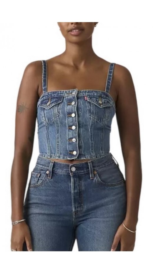 LEVIS® STRETCH DENIM TUBE WORN IN ΤΟΠ ΓΥΝΑΙΚΕΙΟ MED INDIGO