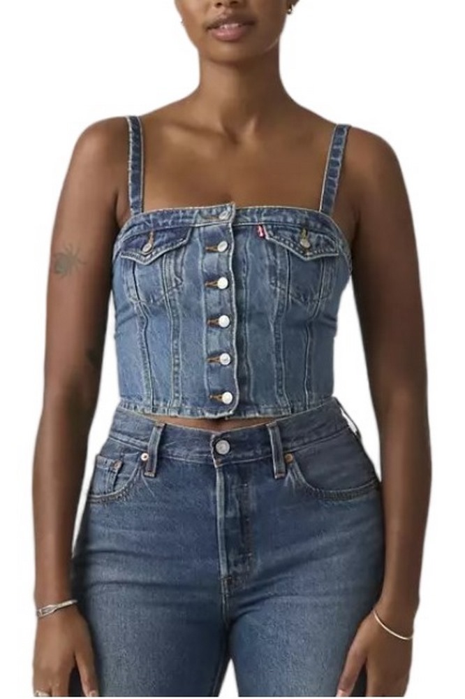 LEVIS® STRETCH DENIM TUBE WORN IN ΤΟΠ ΓΥΝΑΙΚΕΙΟ MED INDIGO
