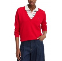 TOMMY JEANS ESSENTIAL VNECK SWEATER EXT ΠΛΕΚΤΗ ΜΠΛΟΥΖΑ ΓΥΝΑΙΚΕΙΑ RED