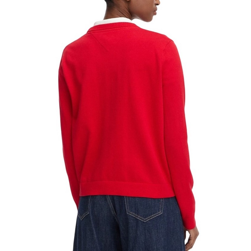 TOMMY JEANS ESSENTIAL VNECK SWEATER EXT ΠΛΕΚΤΗ ΜΠΛΟΥΖΑ ΓΥΝΑΙΚΕΙΑ RED