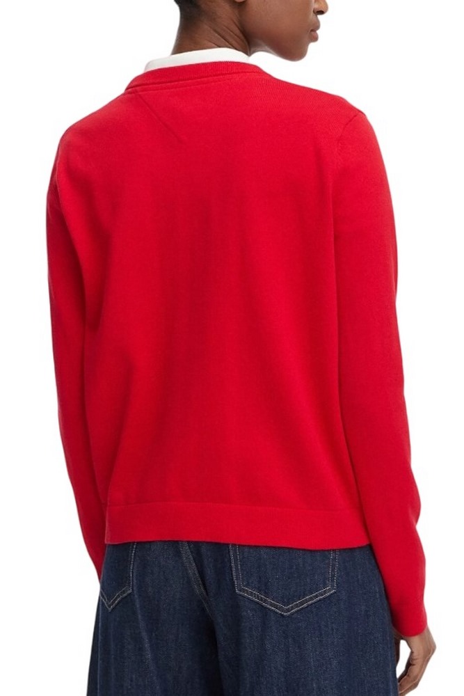 TOMMY JEANS ESSENTIAL VNECK SWEATER EXT ΠΛΕΚΤΗ ΜΠΛΟΥΖΑ ΓΥΝΑΙΚΕΙΑ RED