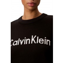 CALVIN KLEIN JEANS CONTRAST LOGO LS SWEATER ΜΠΛΟΥΖΑ ΠΛΕΚΤΗ ΓΥΝΑΙΚΕΙΑ BLACK