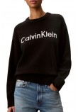 CALVIN KLEIN JEANS CONTRAST LOGO LS SWEATER ΜΠΛΟΥΖΑ ΠΛΕΚΤΗ ΓΥΝΑΙΚΕΙΑ BLACK