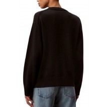 CALVIN KLEIN JEANS CONTRAST LOGO LS SWEATER ΜΠΛΟΥΖΑ ΠΛΕΚΤΗ ΓΥΝΑΙΚΕΙΑ BLACK