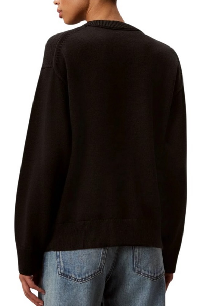 CALVIN KLEIN JEANS CONTRAST LOGO LS SWEATER ΜΠΛΟΥΖΑ ΠΛΕΚΤΗ ΓΥΝΑΙΚΕΙΑ BLACK