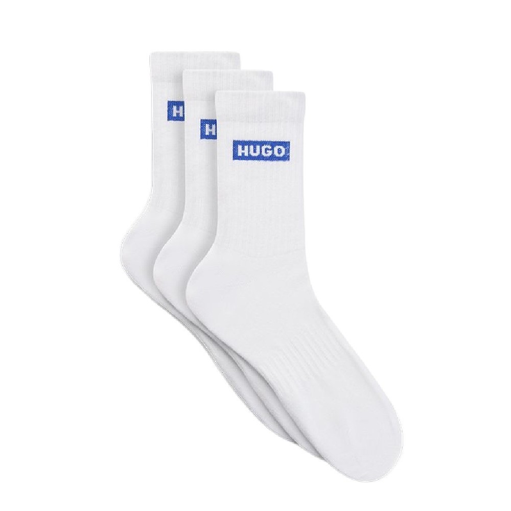 HUGO BOSS CASUAL SOCKS 3P QS BLUE LOGO CC ΚΑΛΤΣΕΣ ΑΝΔΡΙΚΕΣ WHITE