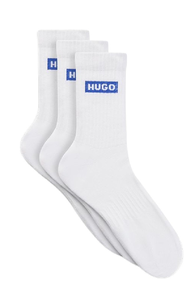 HUGO BOSS CASUAL SOCKS 3P QS BLUE LOGO CC ΚΑΛΤΣΕΣ ΑΝΔΡΙΚΕΣ WHITE