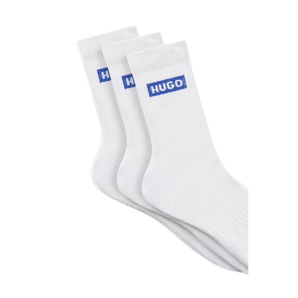 HUGO BOSS CASUAL SOCKS 3P QS BLUE LOGO CC ΚΑΛΤΣΕΣ ΑΝΔΡΙΚΕΣ WHITE