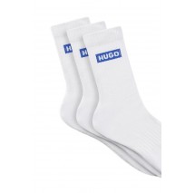 HUGO BOSS CASUAL SOCKS 3P QS BLUE LOGO CC ΚΑΛΤΣΕΣ ΑΝΔΡΙΚΕΣ WHITE
