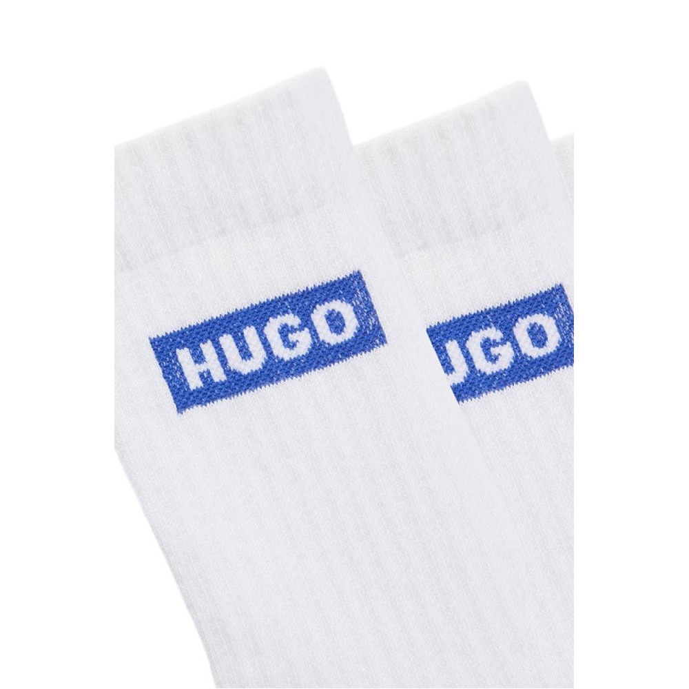 HUGO BOSS CASUAL SOCKS 3P QS BLUE LOGO CC ΚΑΛΤΣΕΣ ΑΝΔΡΙΚΕΣ WHITE