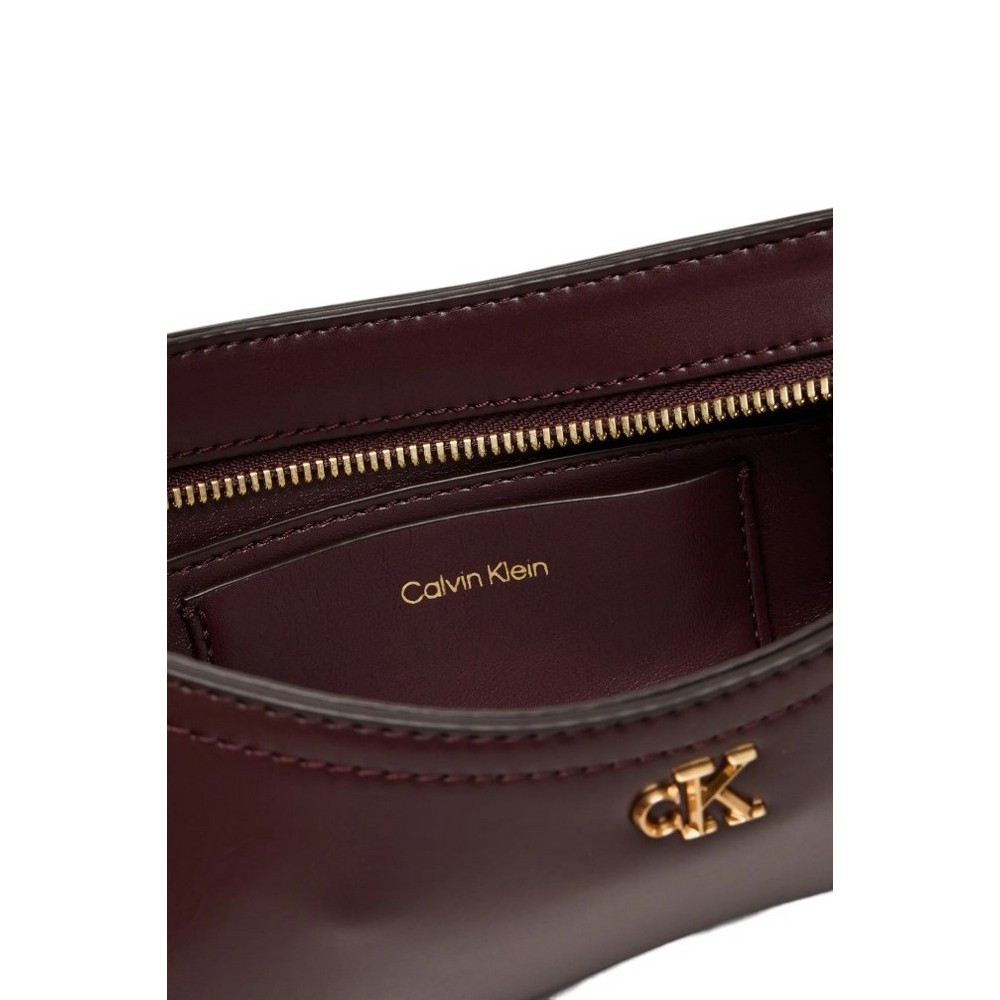 CALVIN KLEIN SMALL SHOULDER BAG ΤΣΑΝΤΑ ΓΥΝΑΙΚΕΙΑ BORDEAUX