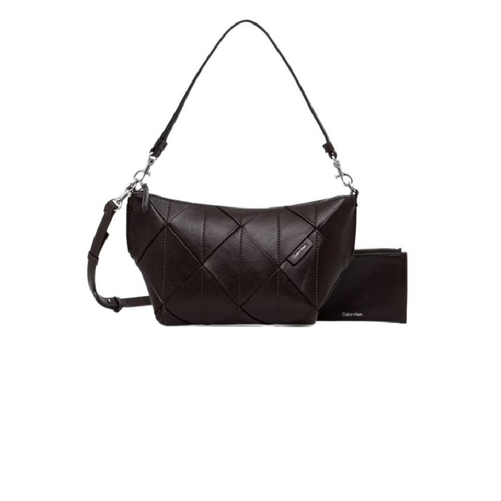 CALVIN KLEIN WOVEN SHOULDER BAG ΤΣΑΝΤΑ ΓΥΝΑΙΚΕΙΑ BROWN