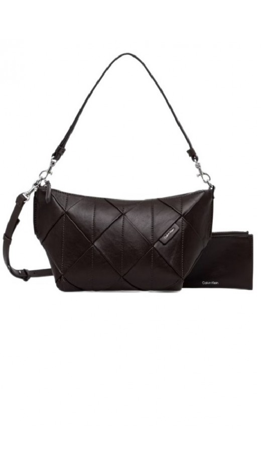 CALVIN KLEIN WOVEN SHOULDER BAG ΤΣΑΝΤΑ ΓΥΝΑΙΚΕΙΑ BROWN