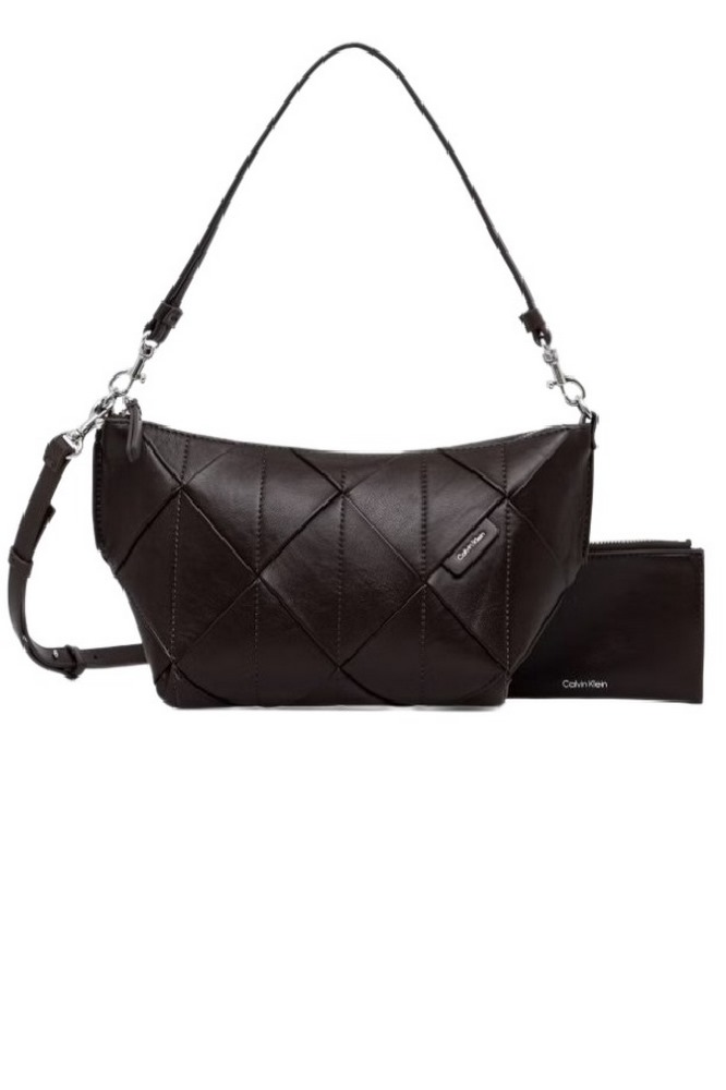 CALVIN KLEIN WOVEN SHOULDER BAG ΤΣΑΝΤΑ ΓΥΝΑΙΚΕΙΑ BROWN