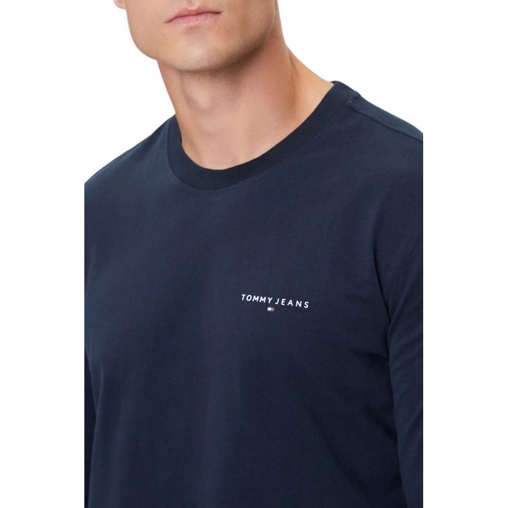 TOMMY JEANS SLIM CHEST LINEAR T-SHIRT ΜΠΛΟΥΖΑ ΜΑΚΡΥΜΑΝΙΚΗ ΑΝΔΡΙΚΗ NAVY