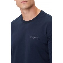 TOMMY JEANS SLIM CHEST LINEAR T-SHIRT ΜΠΛΟΥΖΑ ΜΑΚΡΥΜΑΝΙΚΗ ΑΝΔΡΙΚΗ NAVY