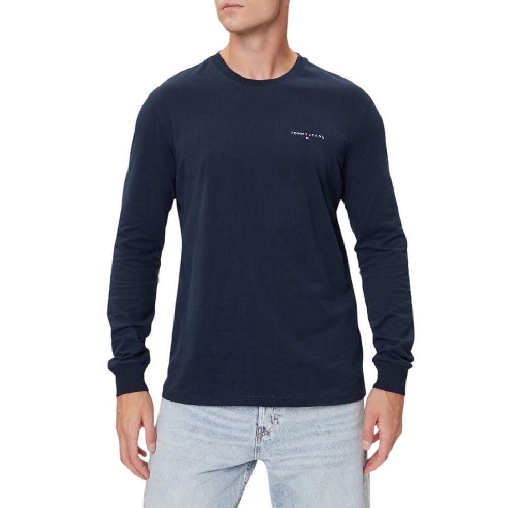 TOMMY JEANS SLIM CHEST LINEAR T-SHIRT ΜΠΛΟΥΖΑ ΜΑΚΡΥΜΑΝΙΚΗ ΑΝΔΡΙΚΗ NAVY