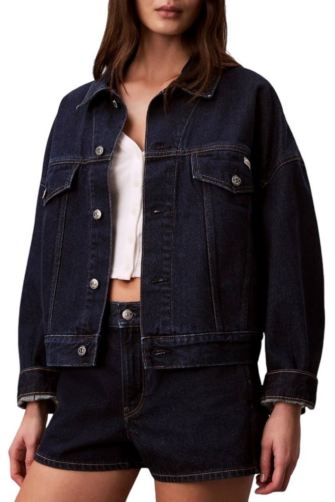 CALVIN KLEIN JEANS RELAXED TRUCKER ΤΖΙΝ ΜΠΟΥΦΑΝ ΓΥΝΑΙΚΕΙΟ DARK INDIGO