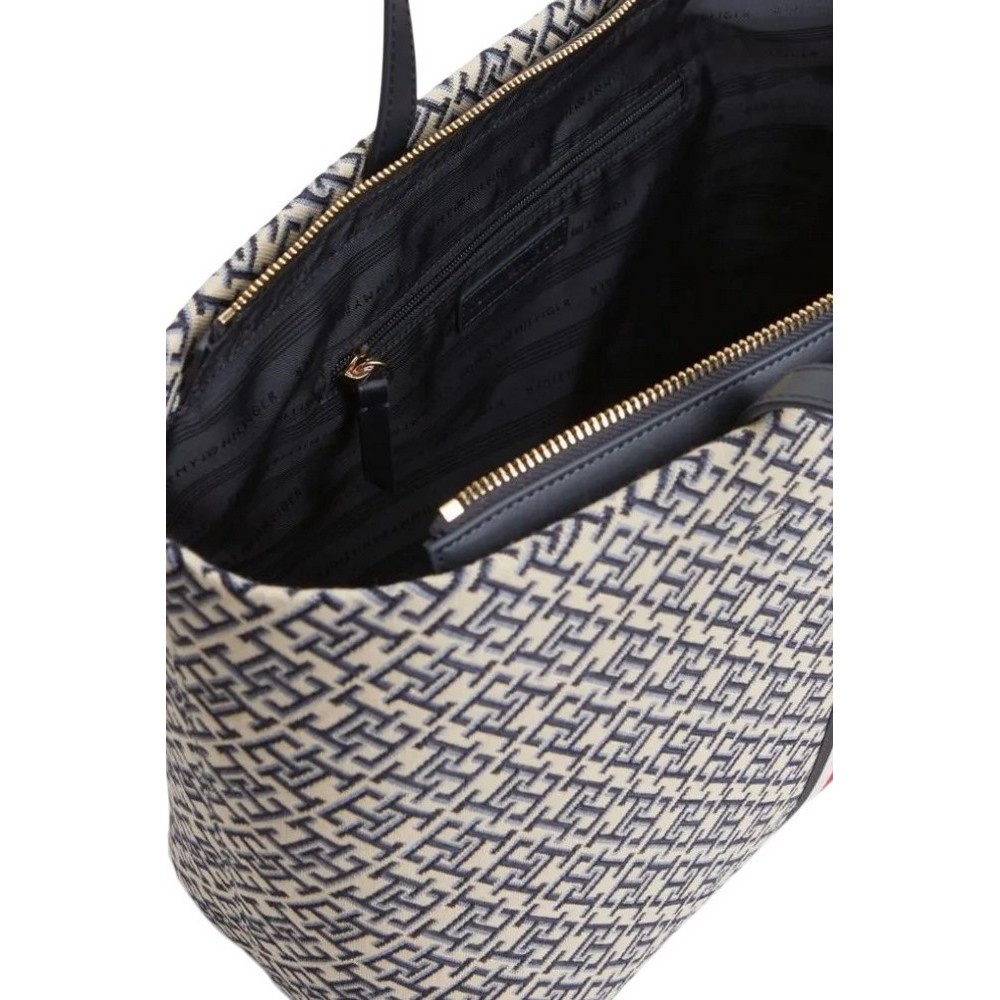 TOMMY HILFIGER JACQUARD ESS TOTE ΤΣΑΝΤΑ ΓΥΝΑΙΚΕΙΑ NAVY
