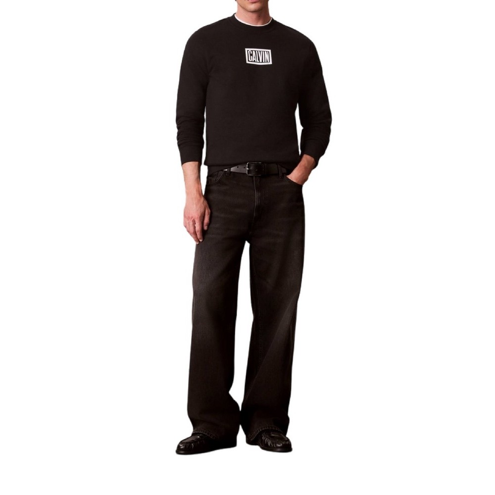 CALVIN KLEIN JEANS 350TERRY EU CLVIN BOX LOGO CN ΜΠΛΟΥΖΑ ΦΟΥΤΕΡ ΑΝΔΡΙΚΗ BLACK
