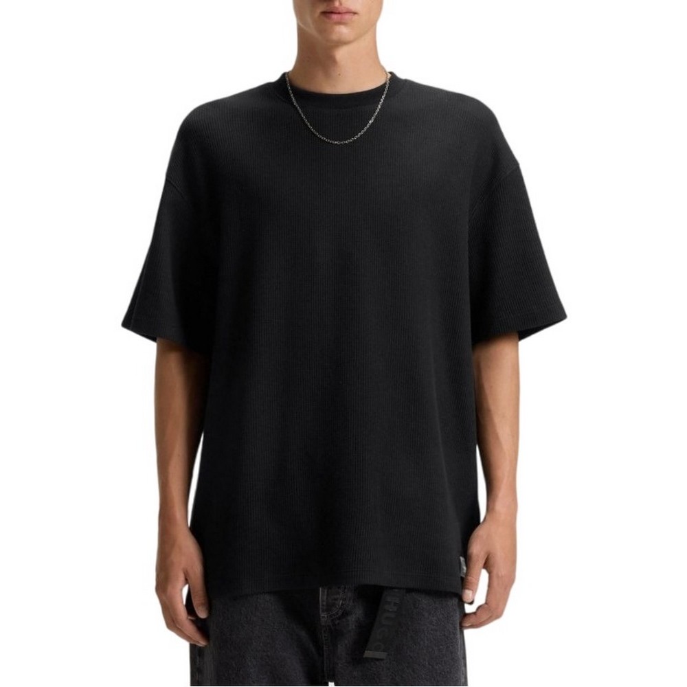 HUGO BOSS JERSEY NUWAFFLE T-SHIRT ΜΠΛΟΥΖΑ ΑΝΔΡΙΚΗ BLACK